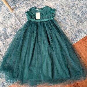 Trish Scully Child ALLESSANDRA DRESS EMERALD Green Tulle Short Sleeve NWT Size 8